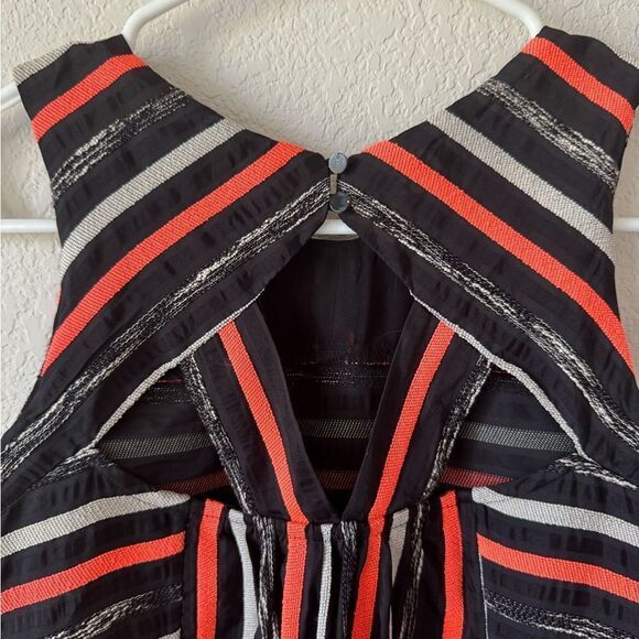 HD in Paris Anthropologie Ribbon Stripe Tank Top Sz 4 Black Orange A-Line - Picture 6 of 9